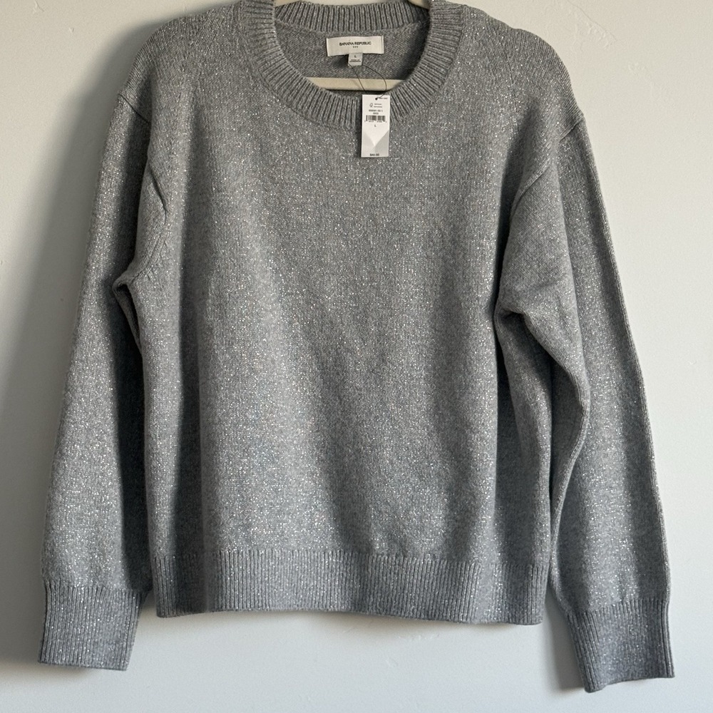 NWT Banana Republic Womens L‎ Cabin Poet Metallic Sweater Cotton Blend Normcore